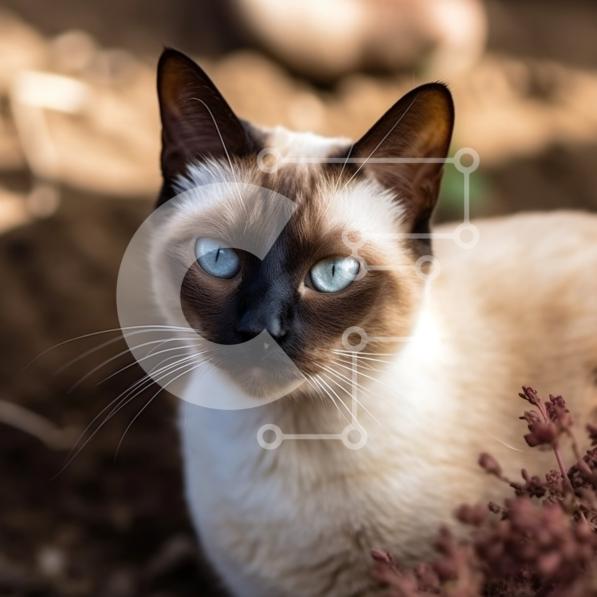 brown and white cat with blue eyes