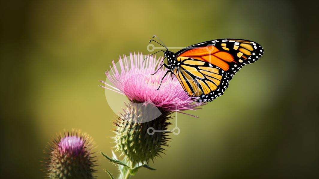Beautiful Picture of a Monarch Butterfly on a Pink Thistle Flower stock ...