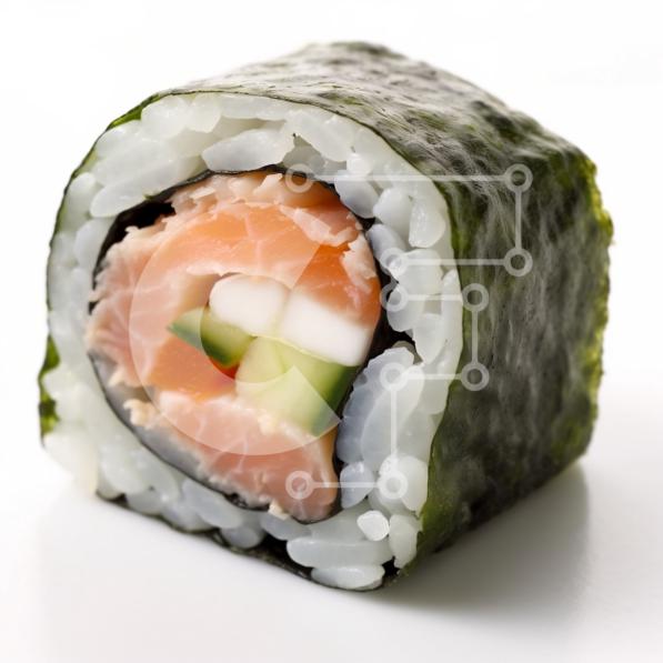 Delicious Sushi Roll with Fresh Salmon, Cucumber, and Avocado stock