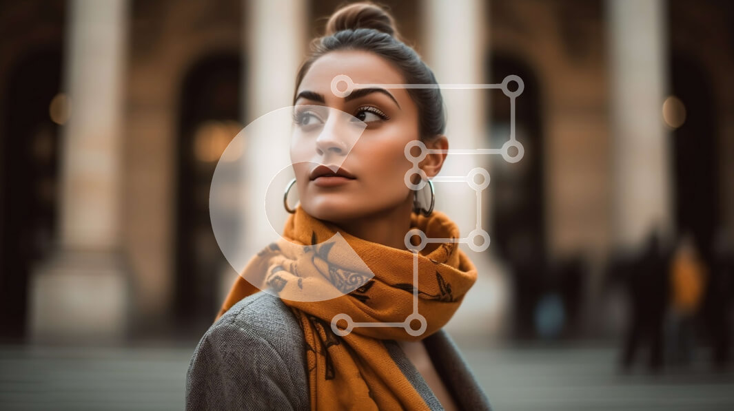 Download Woman with thoughtful expression standing in front of clock ...