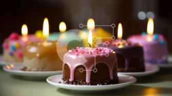Colorati Torte di Compleanno con Glassa e Granella su Piatti