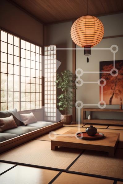 Experience the Beauty of a Traditional Japanese Living Room stock photo ...