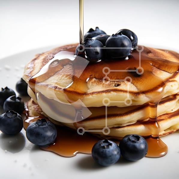 Immagini Stock - Pancake Con La Frutta Fresca E La Pila Della