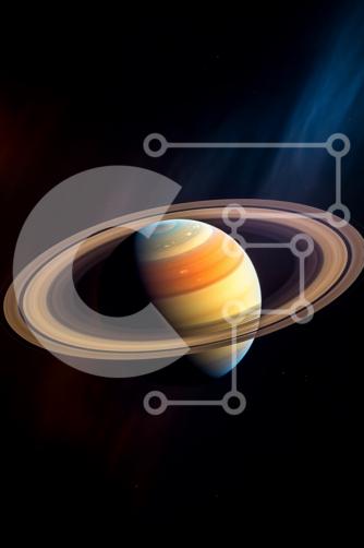 Stupenda immagine di Saturno con i suoi iconici anelli foto stock