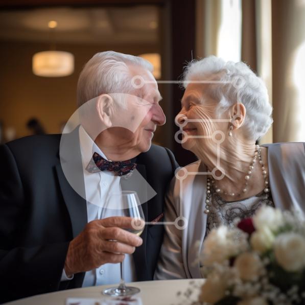 Elderly Couple Enjoying a Glass of Wine at a Restaurant stock photo ...