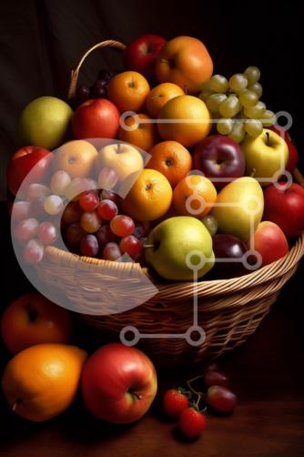 Frutta fresca assortita in un cesto foto stock