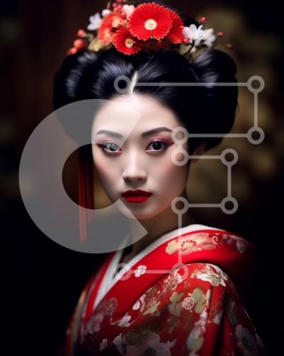 Kimono japones rojo mujer