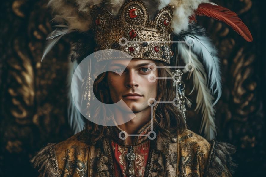Ornate Man in Feathered Headdress Stock Photo stock photo | Creative ...