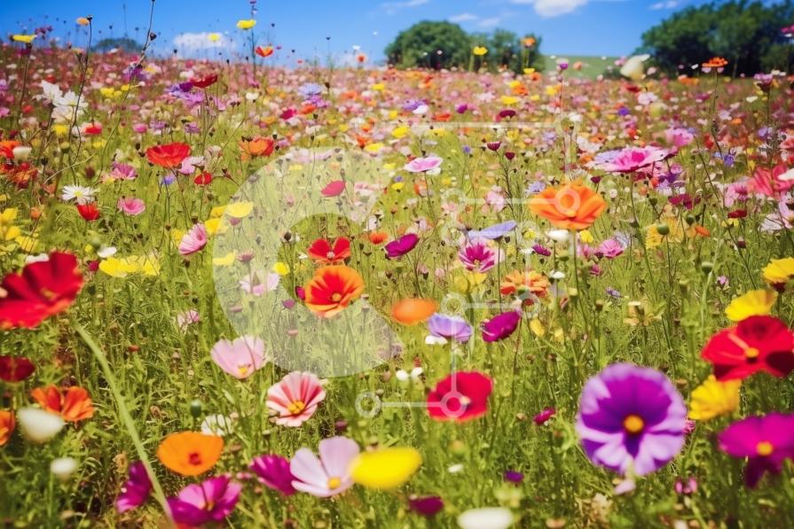 Beautiful Picture of Colorful Wildflowers in the Sun stock photo ...