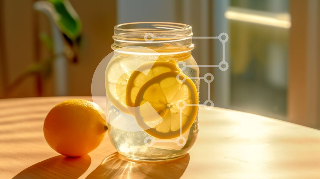 Download Beautiful Picture of Sliced Lemons in Glass Jar on Wooden