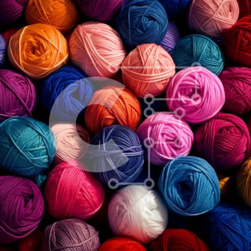 Pile of Colorful Yarn Balls stock photo