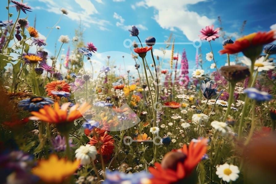 Beautiful Picture of Wildflowers in a Field on a Sunny Day stock photo ...