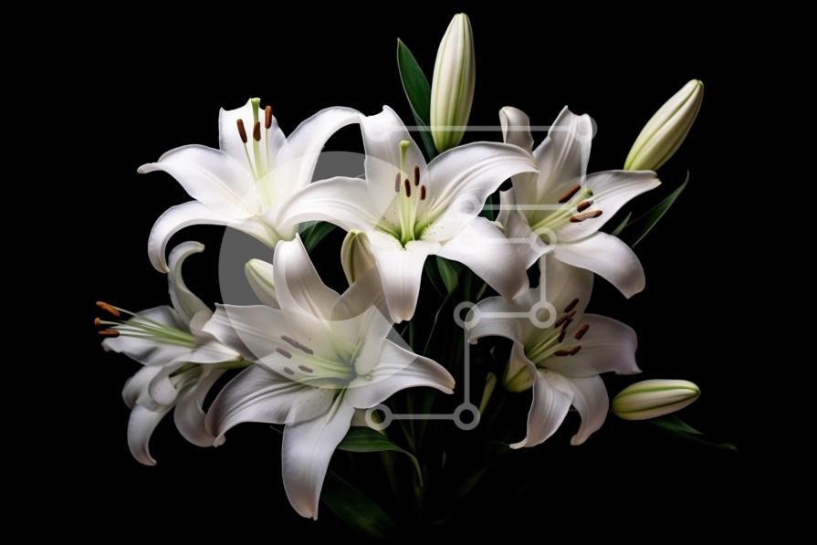 Elegant Picture of White Lilies on Black Background stock photo ...