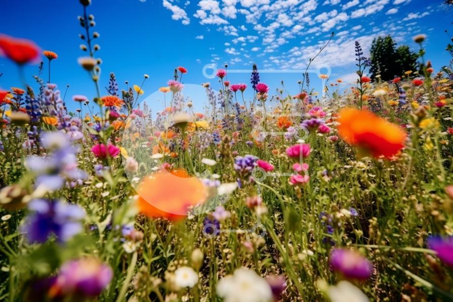 Beautiful Picture of Wildflowers in a Field on a Sunny Day stock photo ...