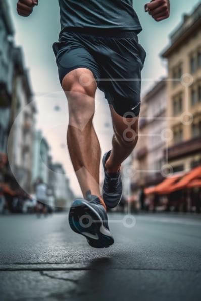 Close-Up Image of Man Running on City Street stock photo | Creative Fabrica