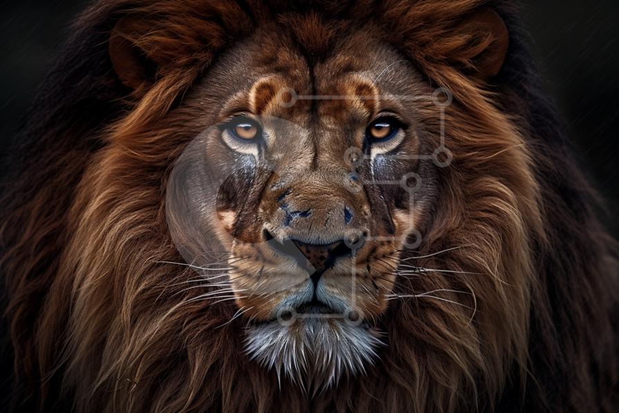 Stunning Close-up of a Lion's Face with a Serious Expression stock ...