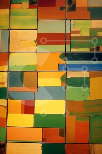 Vibrante Sfondo Mosaico in Verde, Giallo e Arancione foto stock