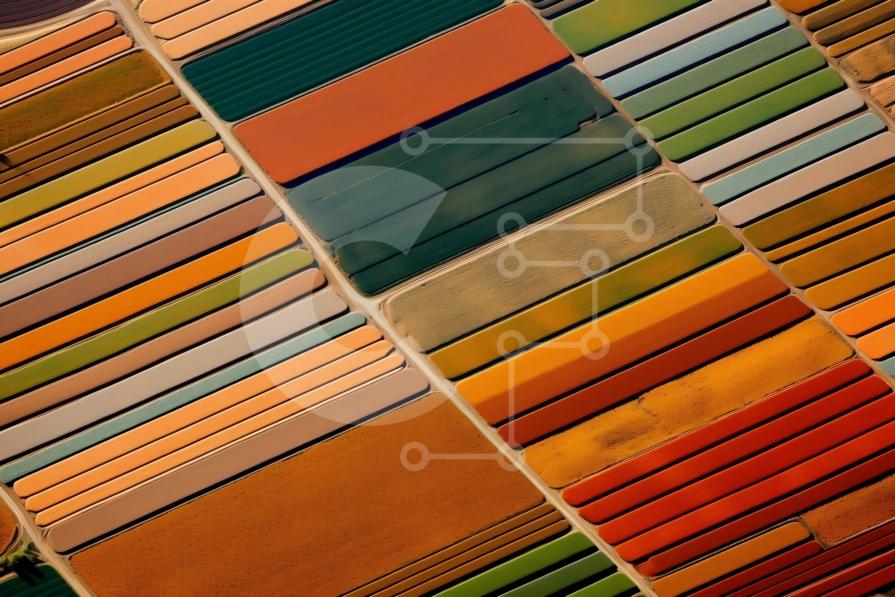 Stunning Aerial View of a Flower Field in Full Bloom stock photo