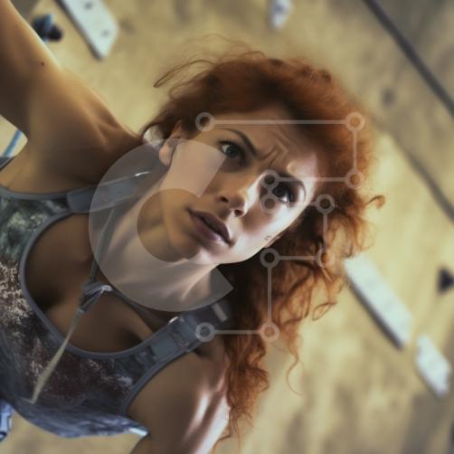 Fitness e Diversão: Mulher escalando na academia com regata e shorts banco  de imagens