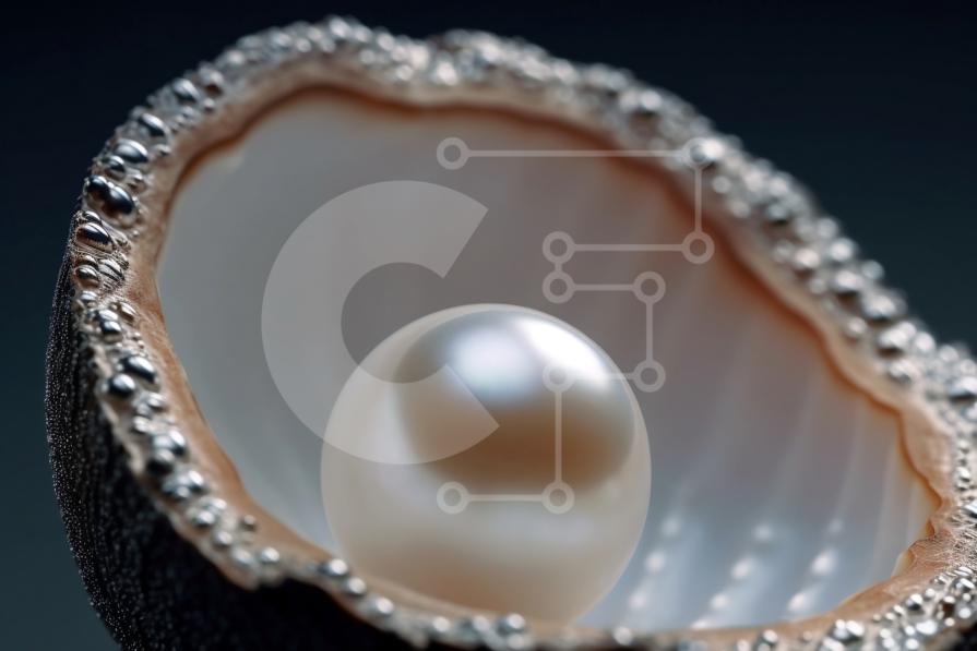 Beautiful Image of Oyster Shell with Pearl Inside stock photo