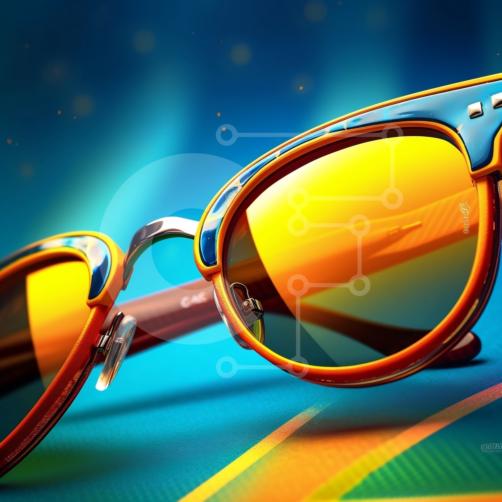 Óculos de sol coloridos na moda em fundo azul banco de imagens
