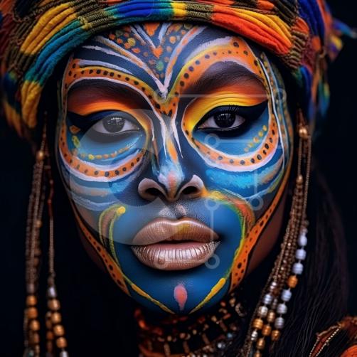 Beautiful Woman's Face with Rainbow Facepaint · Creative Fabrica
