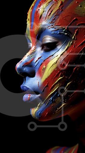 Beautiful Woman's Face with Rainbow Facepaint · Creative Fabrica