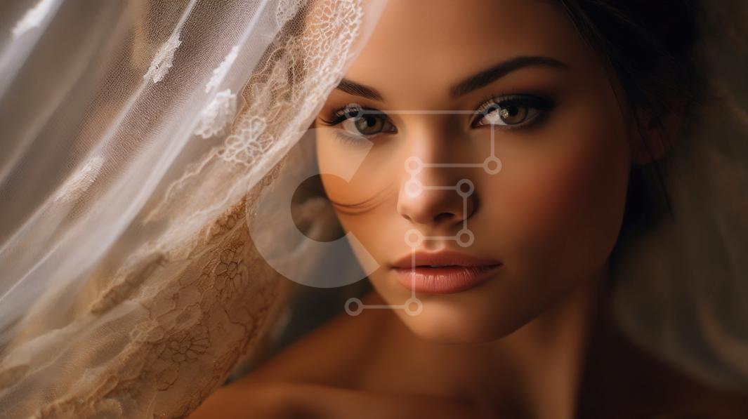 Stunning Bride with Long Blonde Hair and Blue Eyes in White Wedding ...