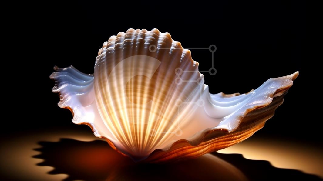 Beautiful Seashell on a Black Background stock photo Creative Fabrica