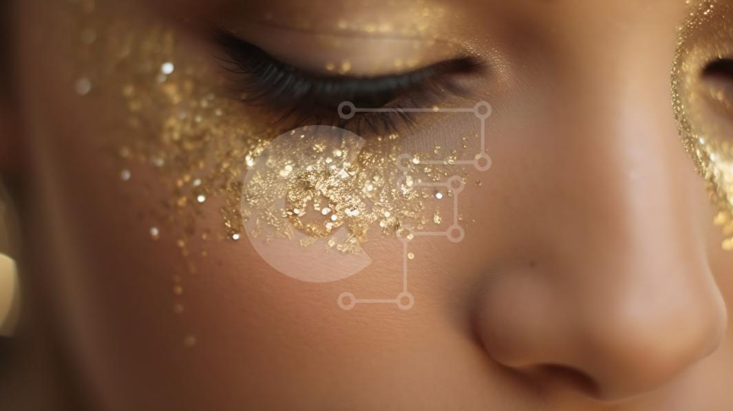 Stunning Gold Glitter Makeup Look stock photo Creative Fabrica