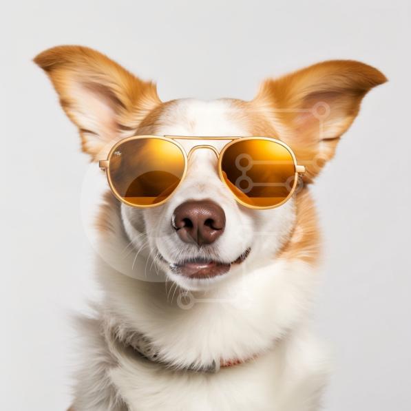 Cute Picture of a Dog Wearing Sunglasses stock photo | Creative Fabrica