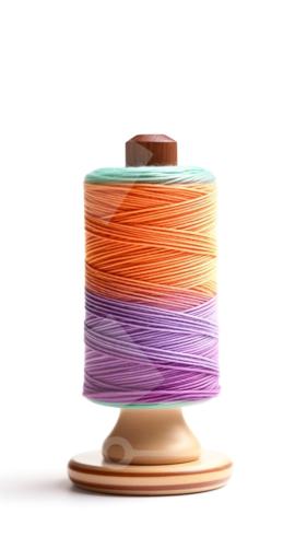 Beautiful Picture of Multicolored Yarn Spool on Wooden Spindle stock photo