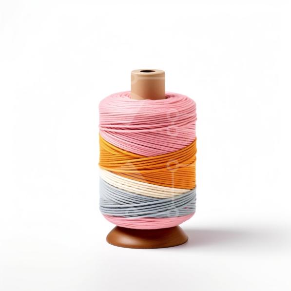 Colorful Embroidery Floss Spool on Wooden Spindle stock photo