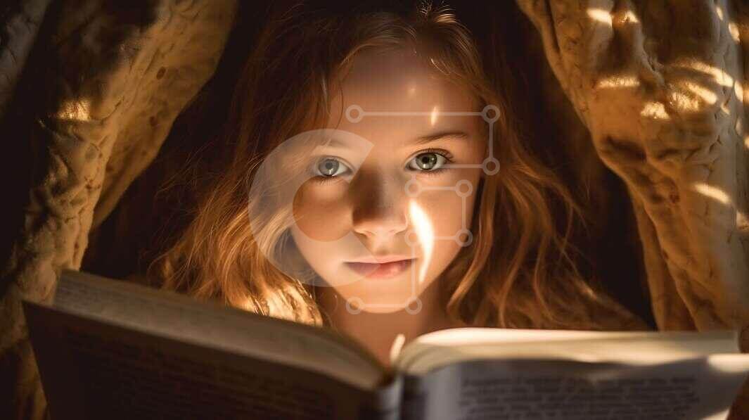 Cute Picture of a Young Girl Reading 'Alice in Wonderland' Book stock ...