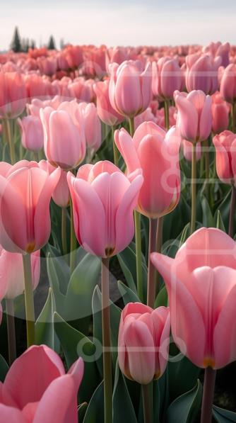 Stunning Picture of a Field of Pink Tulips in Full Bloom During Spring ...