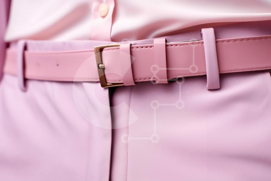 Stylish Outfit Idea for Women Pink Blouse, White Pants, and Gold Belt
