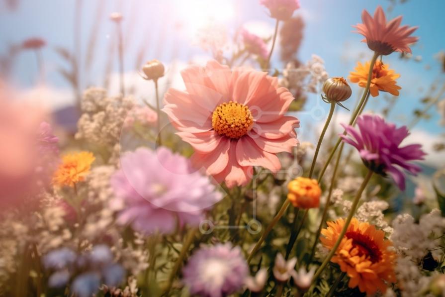 Stunning Picture of a Field of Wildflowers in Full Bloom stock photo ...