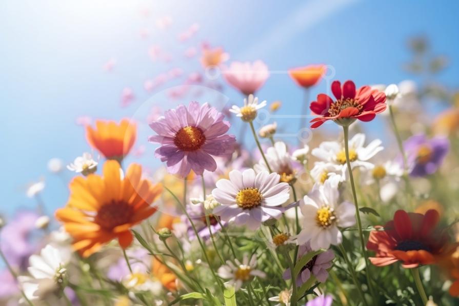 Beautiful Picture of a field of Wildflowers on a Sunny Day stock photo ...