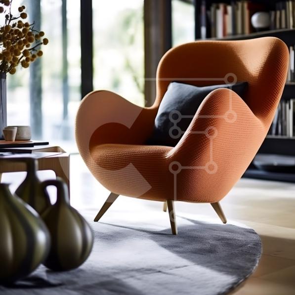Stylish and Comfortable Armchair in a Cozy Living Room stock photo Creative Fabrica