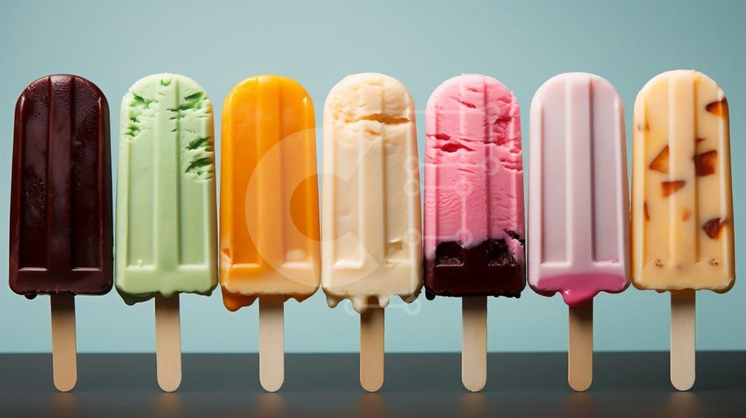 Delicious Assortment of Ice Cream Flavors on a Stick stock photo Creative Fabrica