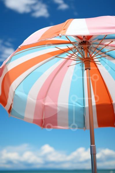 Beautiful Picture of a Striped Beach Umbrella on a Sandy Beach stock ...