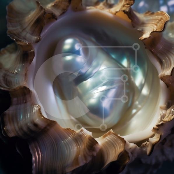 Beautiful Closeup Image of a Pearl Oyster Shell with a Shimmering
