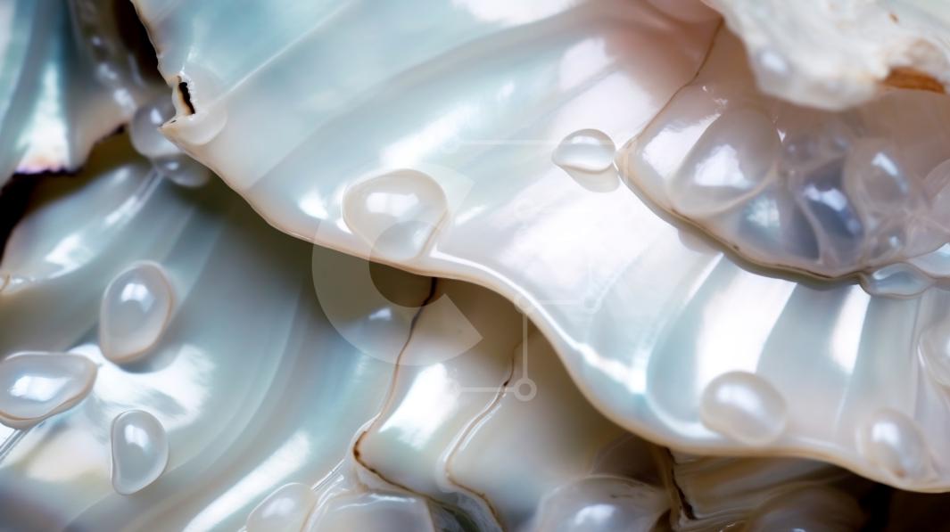 Stunning Closeup of Pearl Oyster Shell with Lustrous Pearls Inside