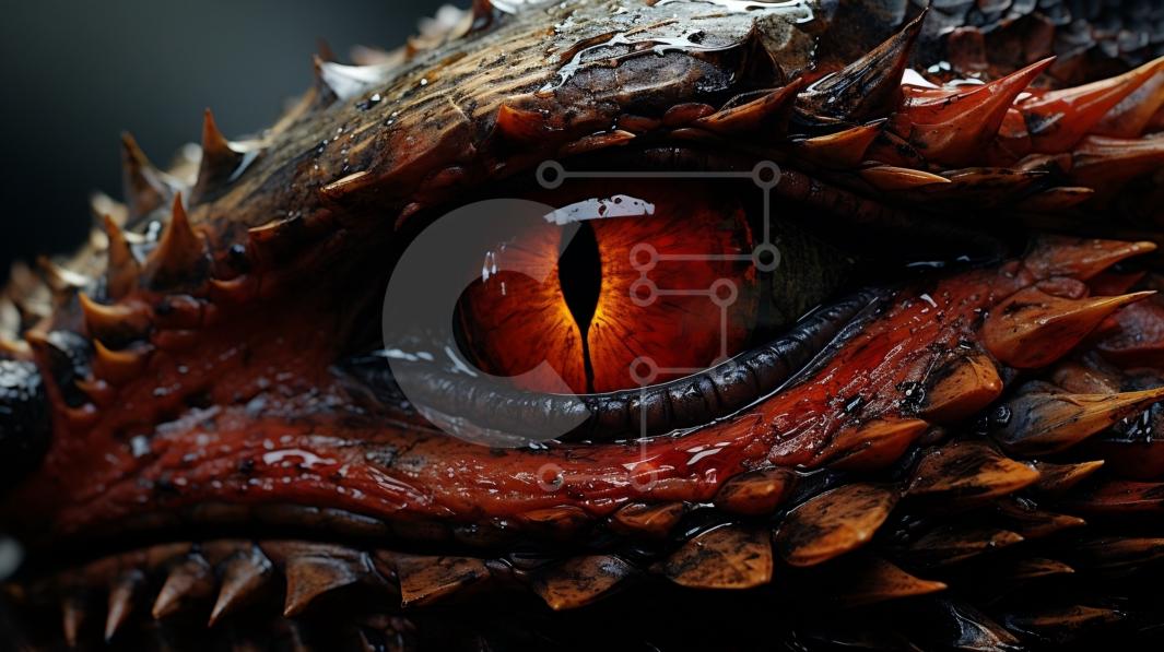 Stunning Close-up of a Dragon's Eye - Red Iris, Black Sclera stock ...