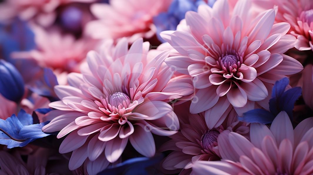 Stunning Bouquet of Pink and Blue Flowers stock photo | Creative Fabrica