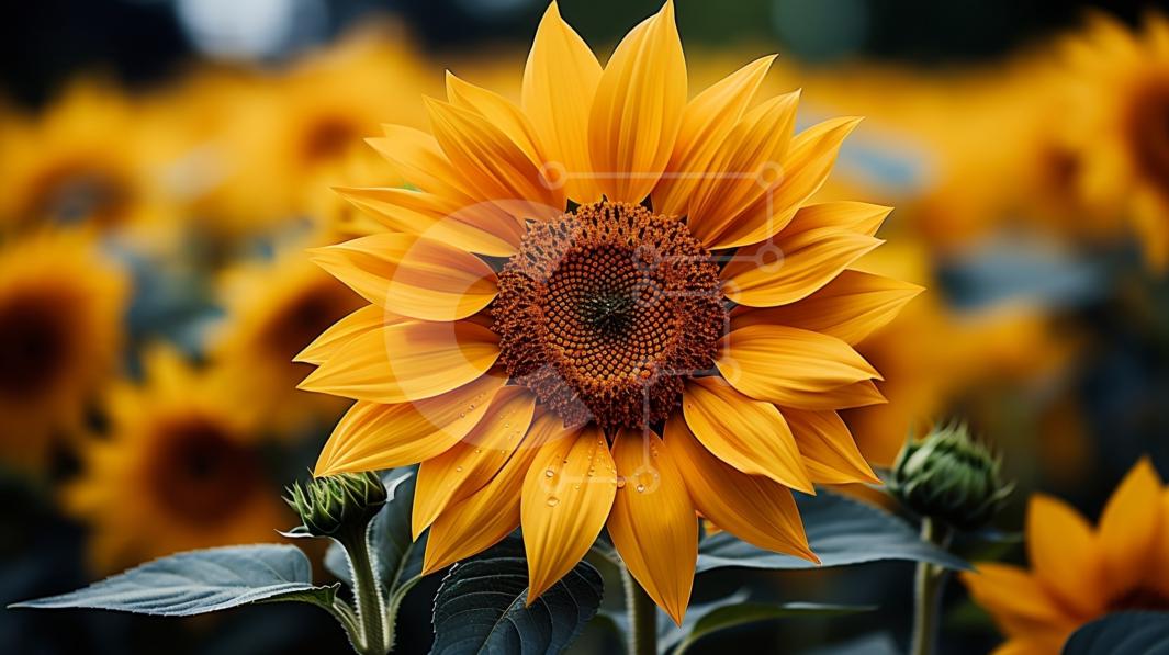 Beautiful Picture of Sunflowers Facing the Sun stock photo Creative