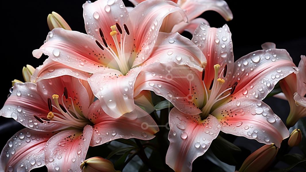 Beautiful Picture of Pink Lilies with Water Droplets stock photo ...