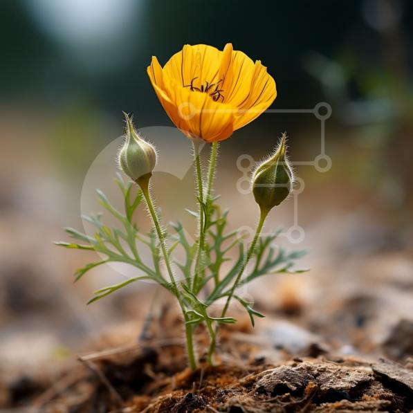 Beautiful Picture of a Yellow Flower in a Forest stock photo | Creative ...