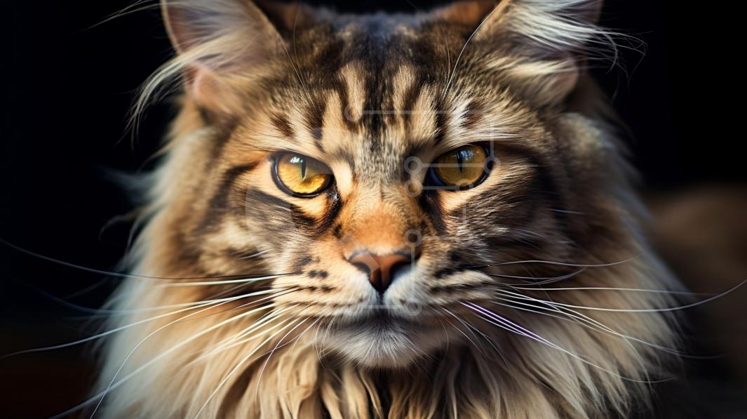 Stunning Image of a Long-Haired Cat with Intense Yellow Eyes stock ...