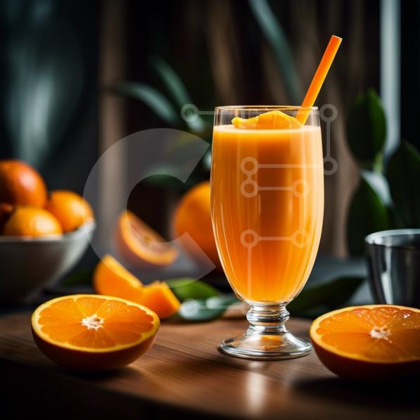 Refreshing Glass of Orange Juice with Freshly Squeezed Oranges stock ...